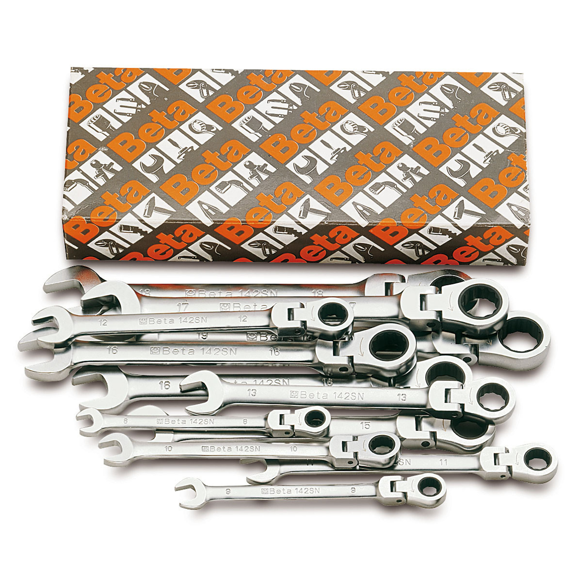 Beta, Flex Head Ratcheting Combination Wrench Set, Model# 142SN/S13
